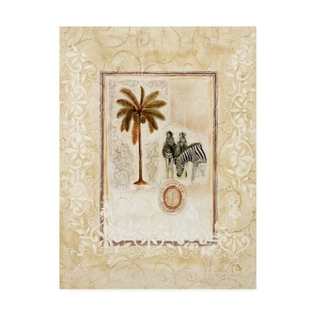 Pablo Esteban 'Palm Tree And Two Zebras' Canvas Art,35x47
